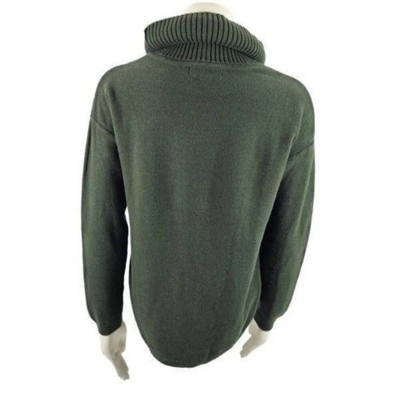 Banana Republic Women’s Medium Green Cowl Neck Cable Knit Sweater Cotton Blend - Picture 3 of 5